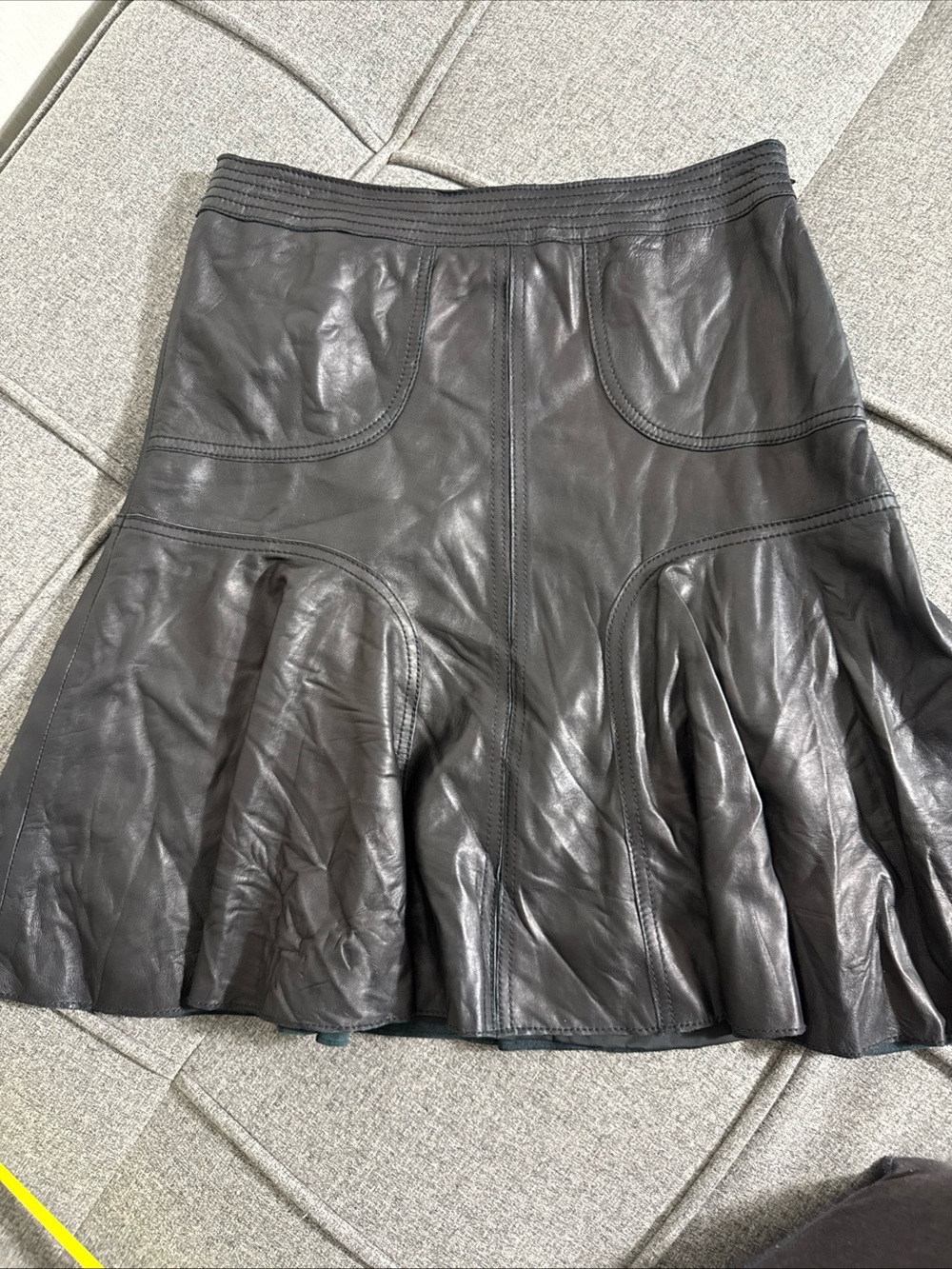 Halogen 2 Black Soft Leather Fit & Flare Skirt with Cute Stitching